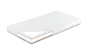 Materac dziecięcy Sensillo 60x120 cm – widok z góry, pokrowiec zewnętrzny w jasnym kolorze.